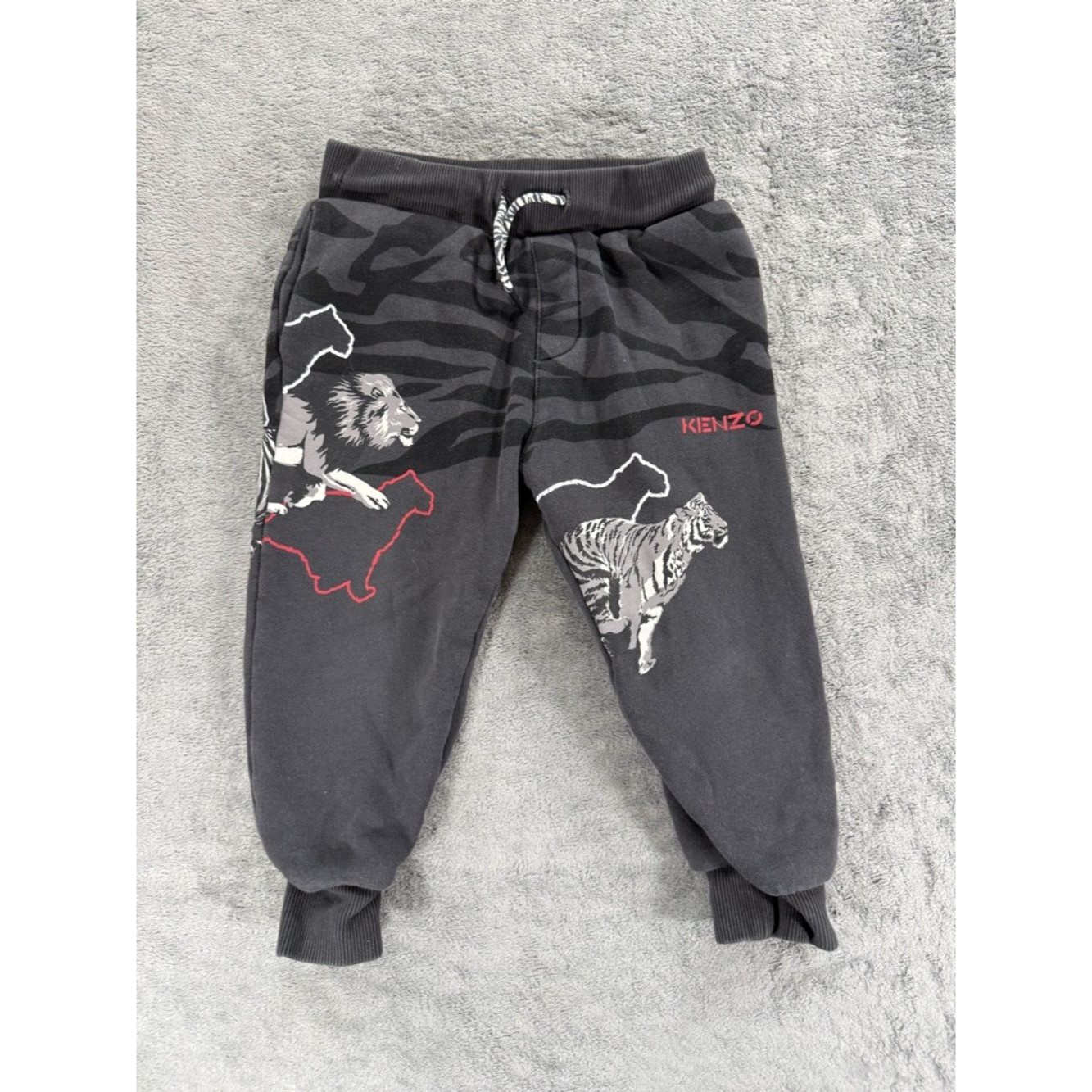 Kenzo Kids Lion And Tiger Print Sweatpants In Brushed Fleece 3a98